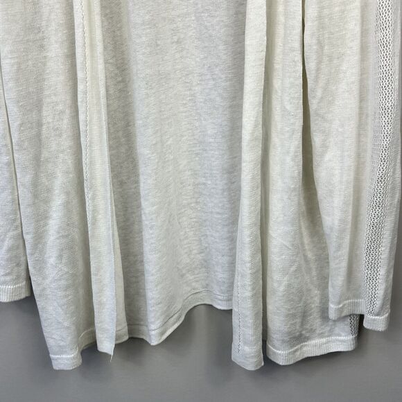 Talbots White 100% Linen Open Front Cardigan Sweater Size XL Lightweight - Picture 4 of 10